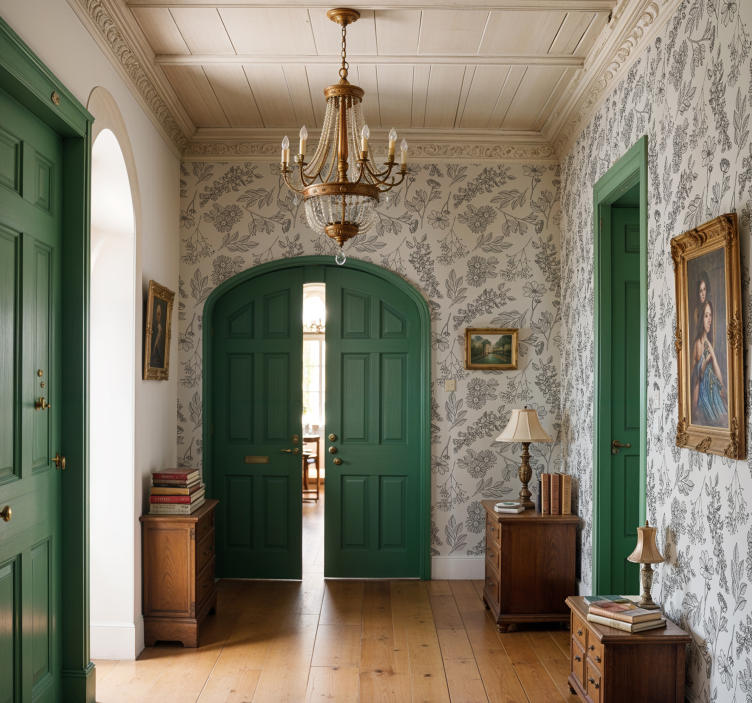 墙纸壁纸 米色花卉图案 - TenStickers