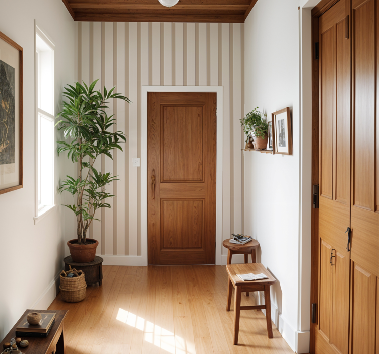 墙纸壁纸 米色条纹 - TenStickers