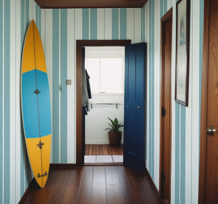 墙纸壁纸 绿松石色条纹 - TenStickers