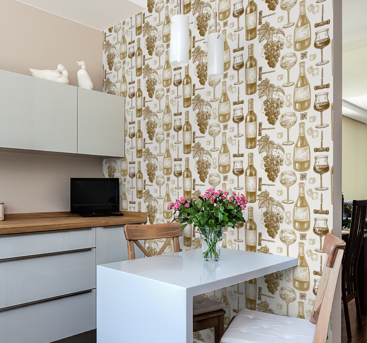 墙纸厨房酒瓶艺术 - TenStickers