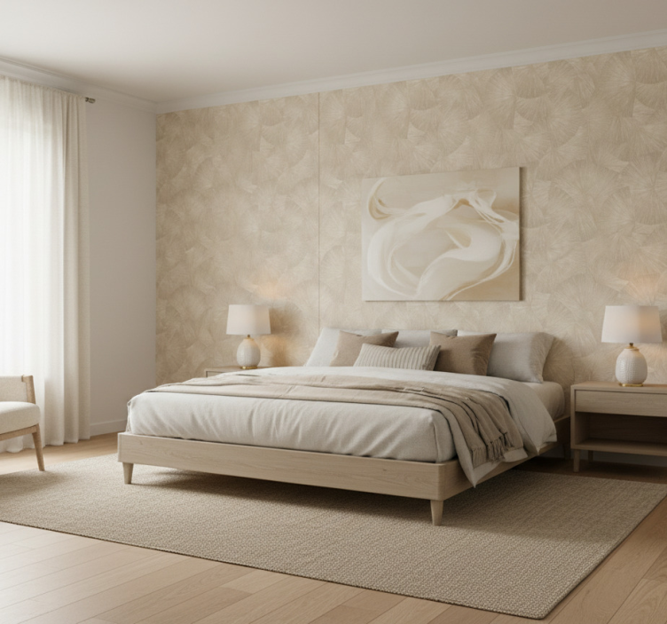 墙纸 树叶 时尚米色抽象扇形图案 - TenStickers