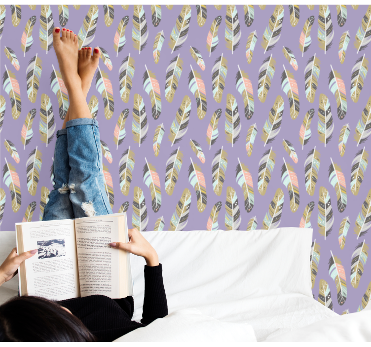 墙纸 树叶 羽毛图案 - TenStickers