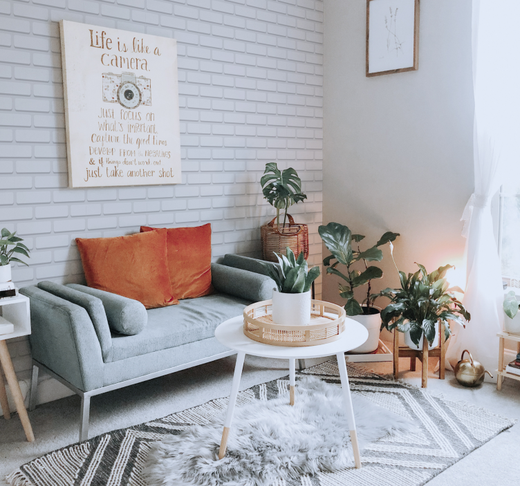 客厅墙纸白色真实砖纹理 - TenStickers