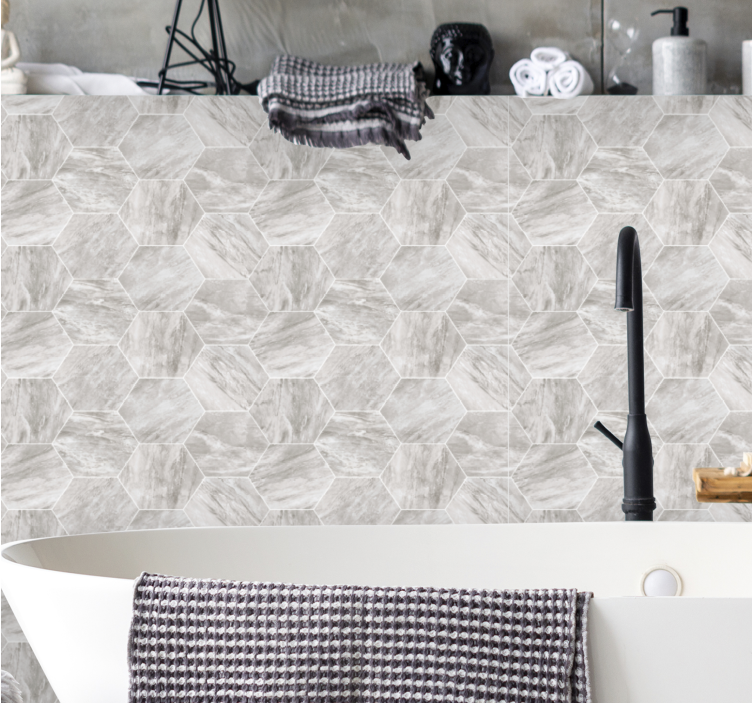 墙纸 大理石 六角砖图案 - TenStickers