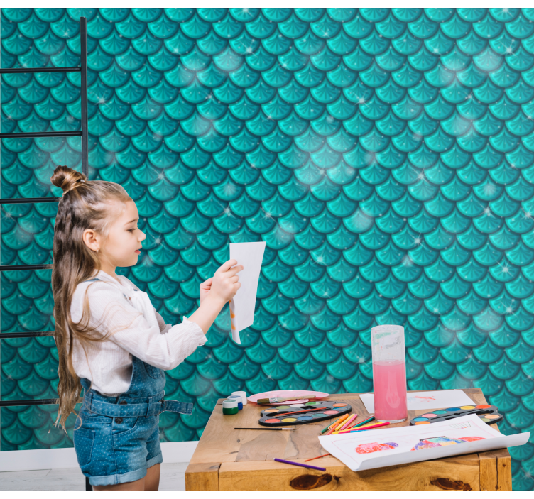 美人鱼蓝色鳞片 3d 壁纸 - TenStickers