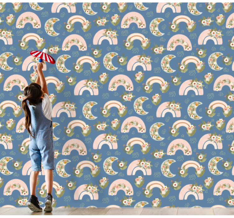 幼儿园墙纸 花彩虹 - TenStickers
