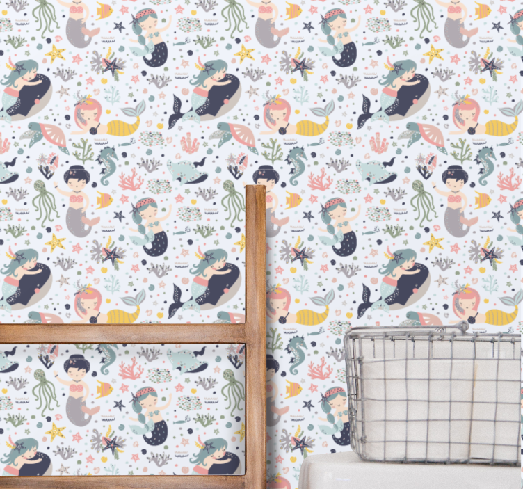 幼儿园墙纸 美人鱼水生朋友 - TenStickers