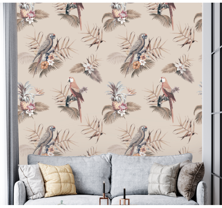 墙纸 鹦鹉 热带鹦鹉的优雅 - TenStickers