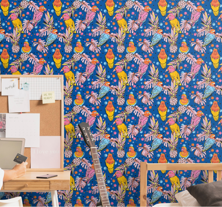 墙纸 鹦鹉 热带鹦鹉绿洲 - TenStickers