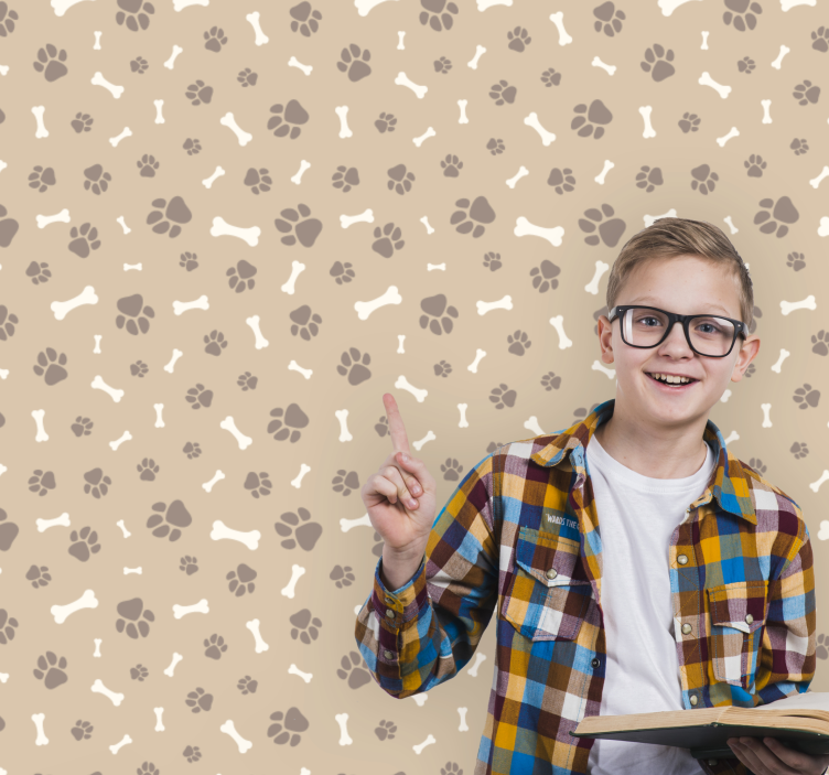 爪印和狗骨图案儿童壁纸 - TenStickers