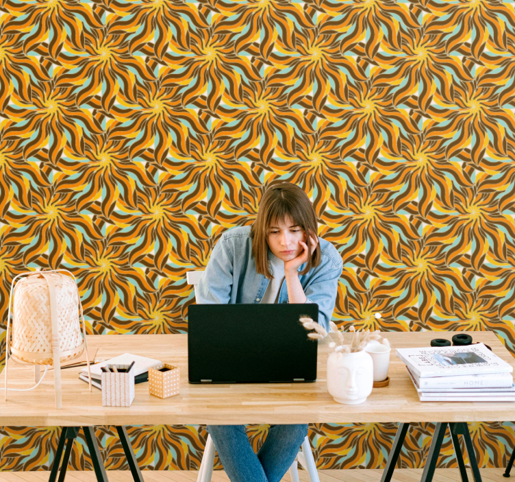 太阳和云 70 年代复古壁纸 - TenStickers