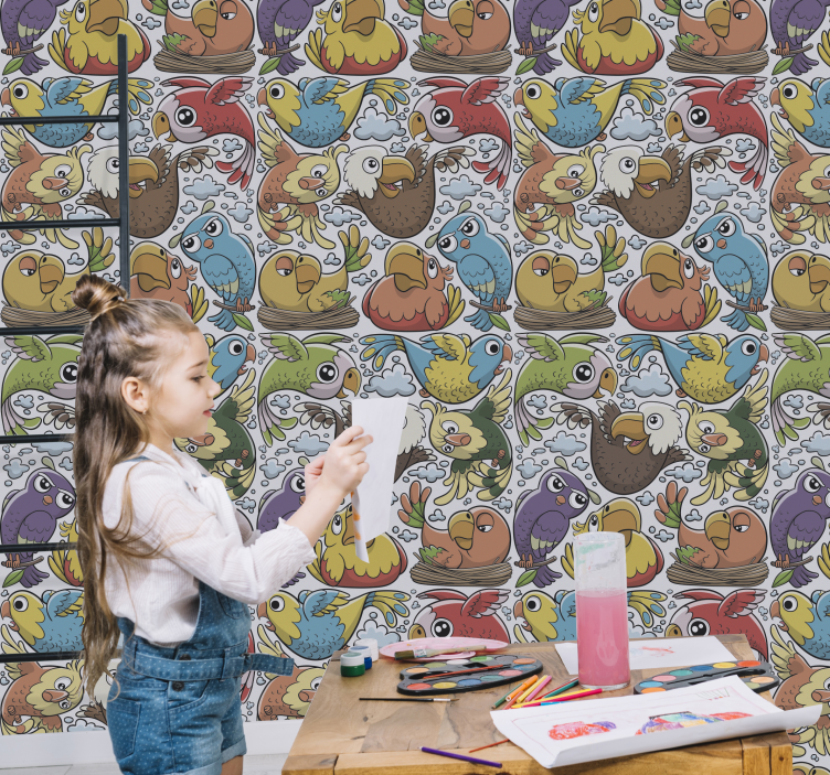 墙纸 鸟类 俏皮的鹦鹉图案 - TenStickers