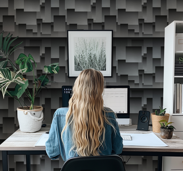 黑色墙纸 正方形设计 - TenStickers