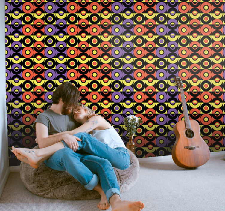 复古墙纸 复古圆圈图案 - TenStickers