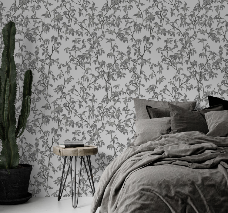 床头板壁纸展现简约树木风格 - TenStickers