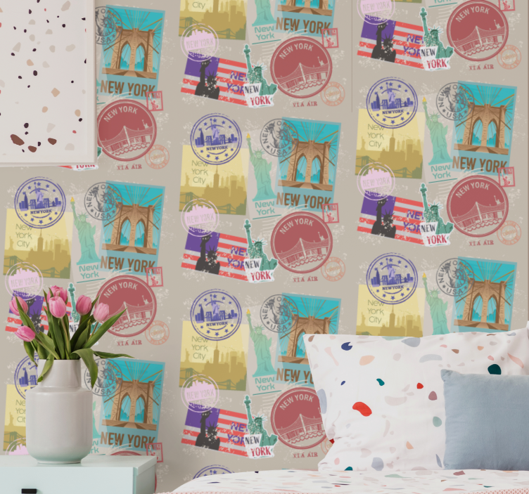 墙纸 纽约壁纸 纽约邮票 - TenStickers