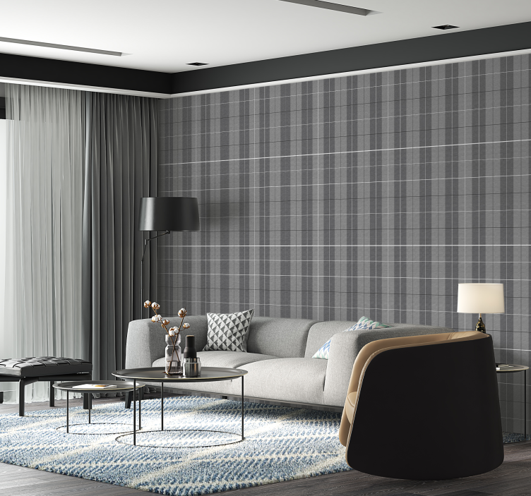 墙纸 方形墙纸 灰色苏格兰图案 - TenStickers