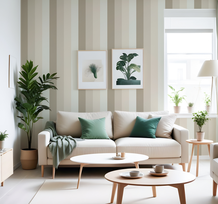 墙纸  竖条纹壁纸 米色色调 - TenStickers